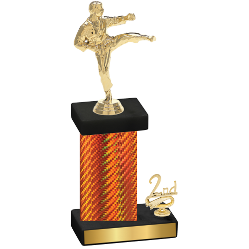 Accented Single Orange Carbon Fiber Second Place Karate Trophy