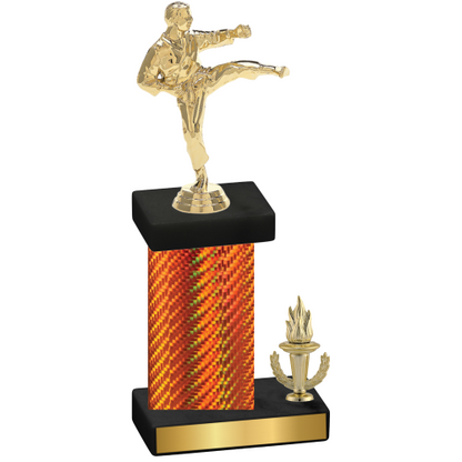 Accented Single Orange Carbon Fiber Victory Karate Trophy