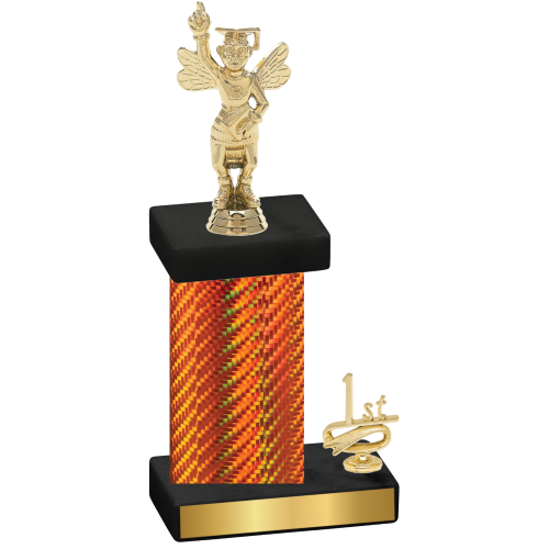 Accented Single Orange Carbon Fiber First Place Academics Trophy