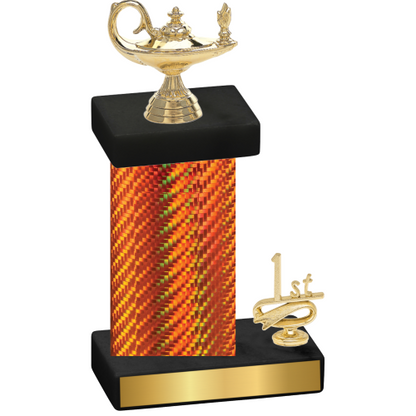 Accented Single Orange Carbon Fiber First Place Academics Trophy