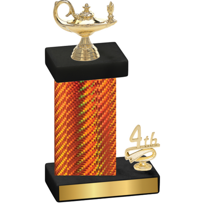 Accented Single Orange Carbon Fiber Fourth Place Academics Trophy