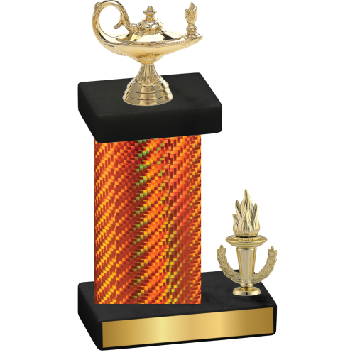 Accented Single Orange Carbon Fiber Victory Academics Trophy