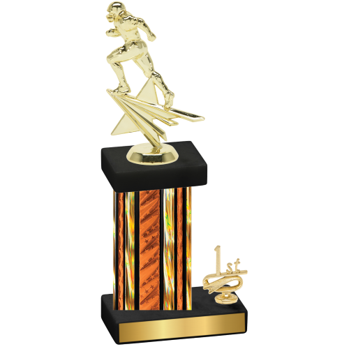 Accented Single Orange Glacier First Place Football Trophy