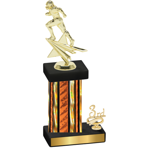 Accented Single Orange Glacier Third Place Football Trophy