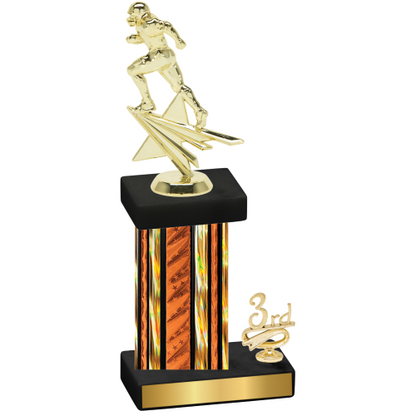 Accented Single Orange Glacier Third Place Football Trophy