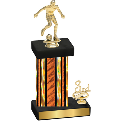 Accented Single Orange Glacier Third Place Soccer Trophy