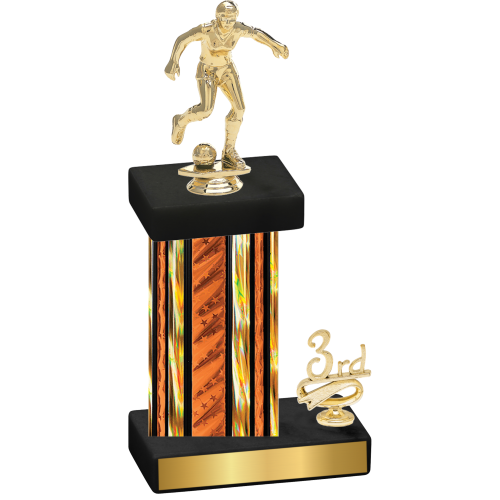 Accented Single Orange Glacier Third Place Soccer Trophy