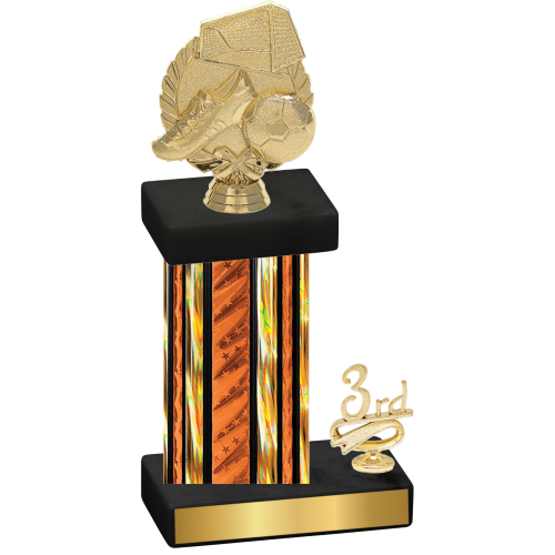 Accented Single Orange Glacier Third Place Soccer Trophy