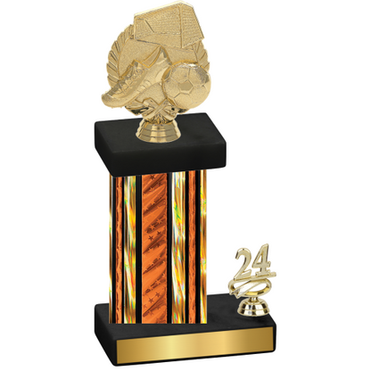 Accented Single Orange Glacier Year Soccer Trophy