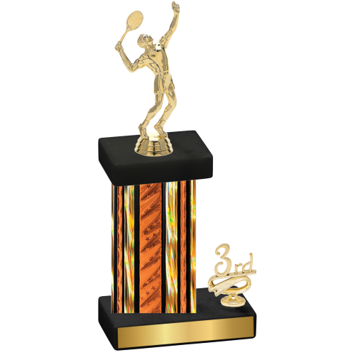 Accented Single Orange Glacier Third Place Tennis Trophy