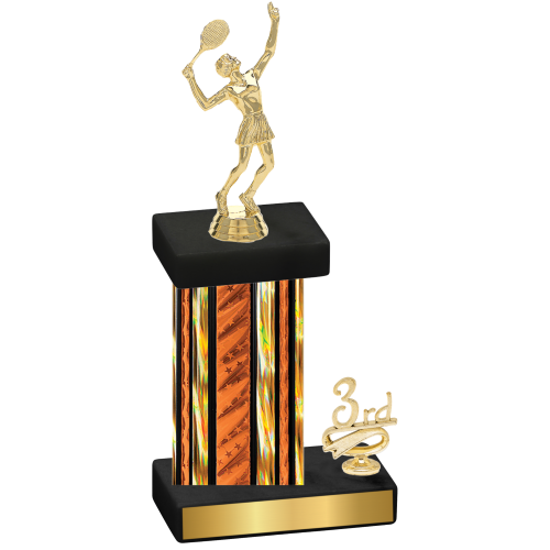 Accented Single Orange Glacier Third Place Tennis Trophy