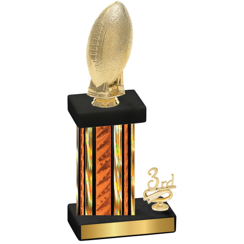 Accented Single Orange Glacier Third Place Football Trophy