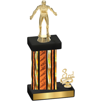 Accented Single Orange Glacier Third Place Wrestling Trophy