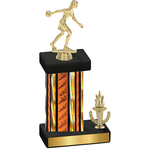 Accented Single Orange Glacier Victory Bowling Trophy