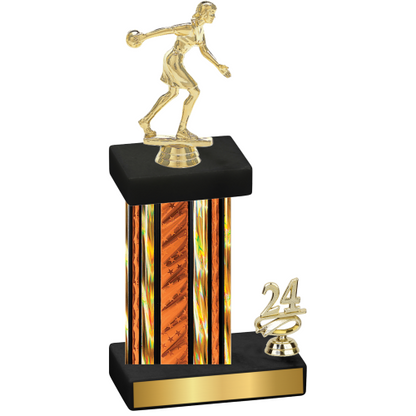 Accented Single Orange Glacier Year Bowling Trophy