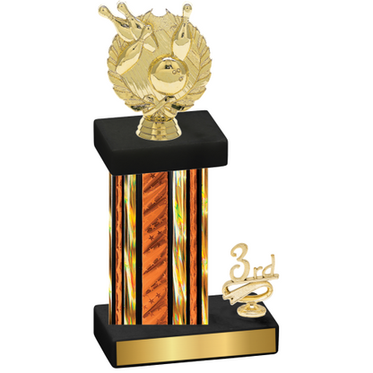 Accented Single Orange Glacier Third Place Bowling Trophy