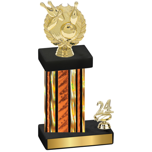 Accented Single Orange Glacier Year Bowling Trophy