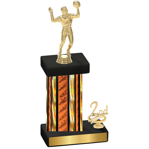 Accented Single Orange Glacier Second Place Volleyball Trophy