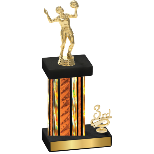 Accented Single Orange Glacier Third Place Volleyball Trophy