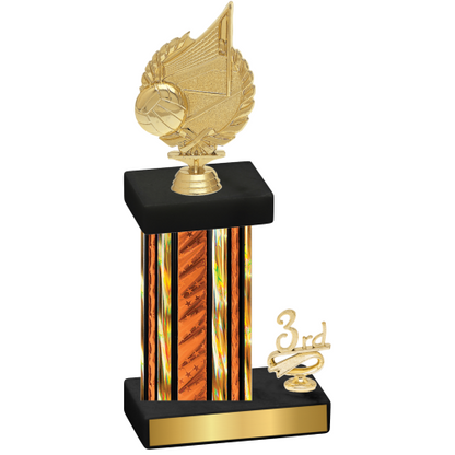Accented Single Orange Glacier Third Place Volleyball Trophy