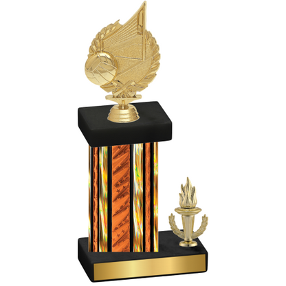 Accented Single Orange Glacier Victory Volleyball Trophy