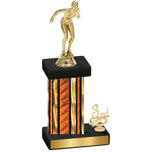 Accented Single Orange Glacier Third Place Tennis Trophy