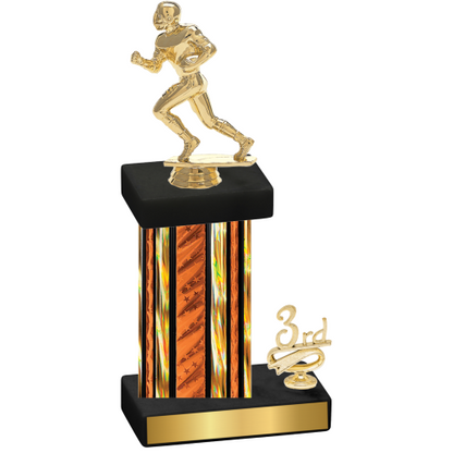 Accented Single Orange Glacier Third Place Football Trophy