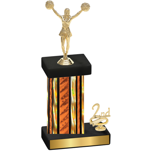 Accented Single Orange Glacier Second Place Cheerleading Trophy