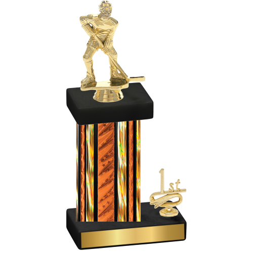 Accented Single Orange Glacier First Place Hockey Trophy