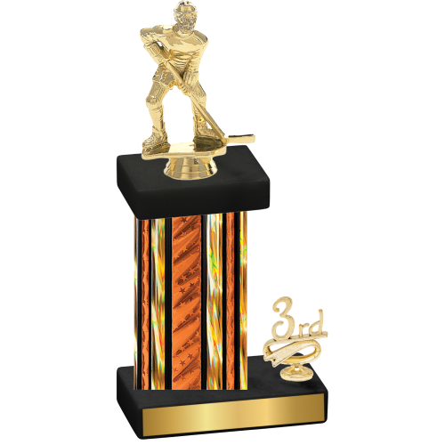 Accented Single Orange Glacier Third Place Hockey Trophy