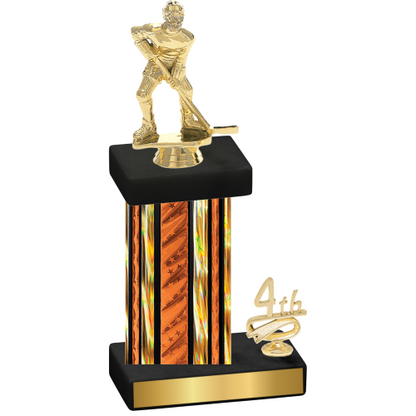 Accented Single Orange Glacier Fourth Place Hockey Trophy