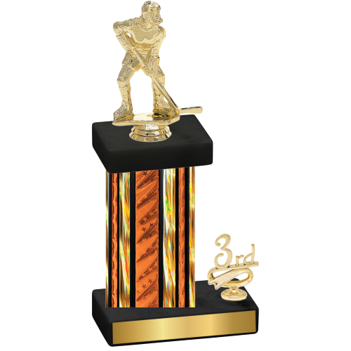 Accented Single Orange Glacier Third Place Hockey Trophy