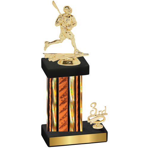 Accented Single Orange Glacier Third Place Lacrosse Trophy