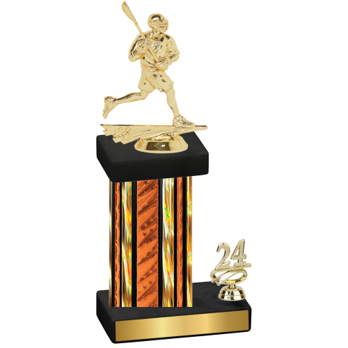 Accented Single Orange Glacier Year Lacrosse Trophy