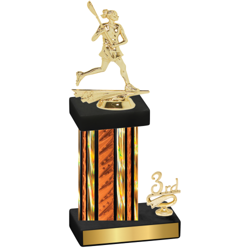 Accented Single Orange Glacier Third Place Lacrosse Trophy