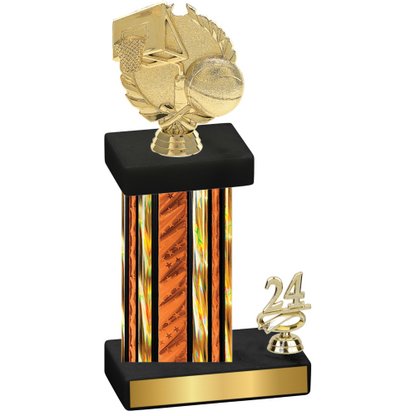 Accented Single Orange Glacier Year Basketball Trophy