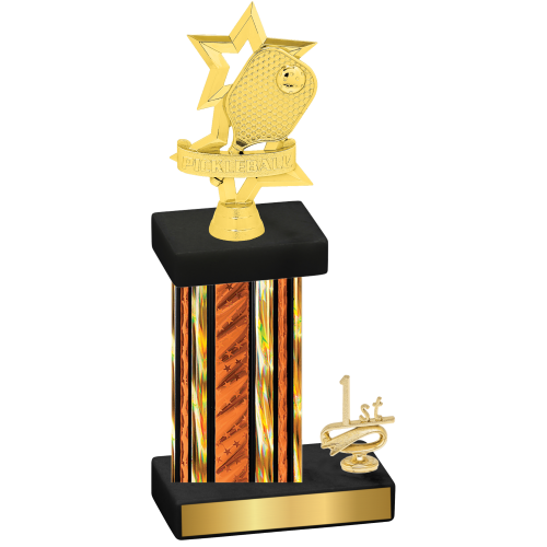 Accented Single Orange Glacier First Place Pickleball Trophy