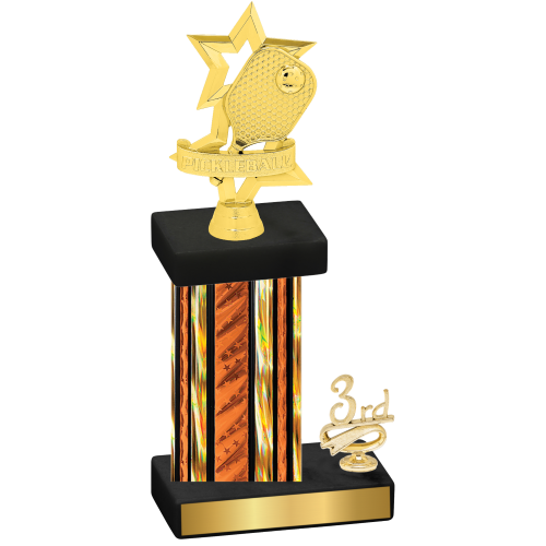 Accented Single Orange Glacier Third Place Pickleball Trophy