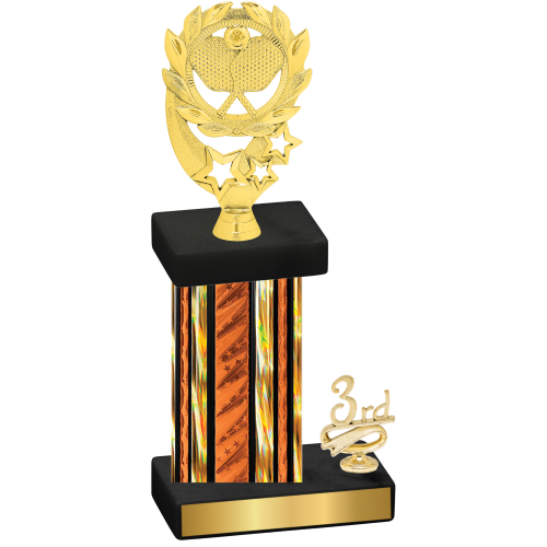 Accented Single Orange Glacier Third Place Pickleball Trophy