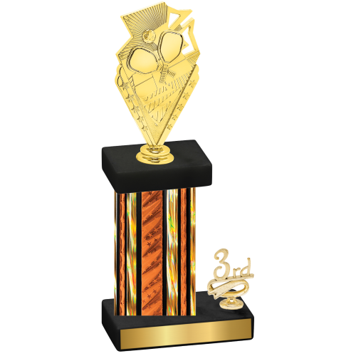 Accented Single Orange Glacier Third Place Pickleball Trophy