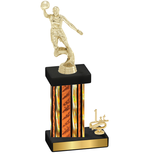 Accented Single Orange Glacier First Place Basketball Trophy