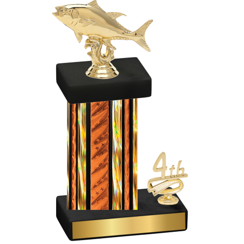 Accented Single Orange Glacier Fourth Place Fishing Trophy