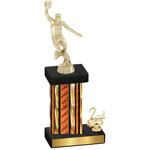 Accented Single Orange Glacier Second Place Basketball Trophy