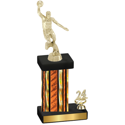 Accented Single Orange Glacier Year Basketball Trophy