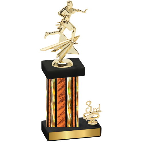 Accented Single Orange Glacier Third Place Flag Football Trophy