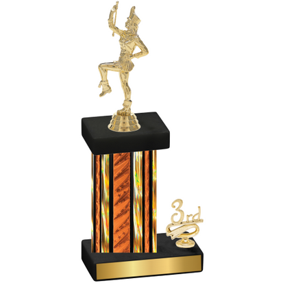 Accented Single Orange Glacier Third Place Majorette Trophy