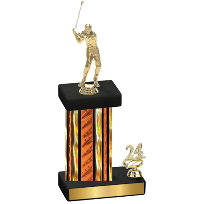 Accented Single Orange Glacier Year Golf Trophy