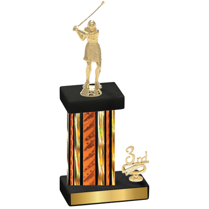 Accented Single Orange Glacier Third Place Golf Trophy