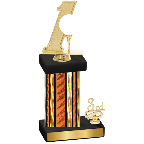 Accented Single Orange Glacier Third Place Golf Trophy