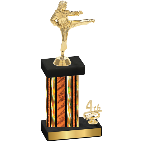 Accented Single Orange Glacier Fourth Place Karate Trophy